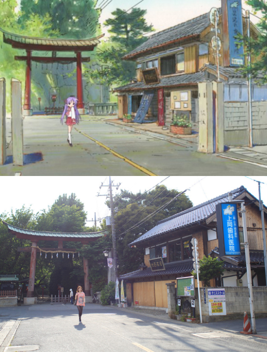 Đền Washinomiya là nguyên mẫu cho đền Takanomiya trong tác phẩm 'Lucky Star'.